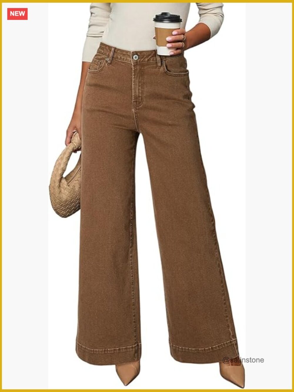 High Waisted Wide Leg Stretch Button Jeans with Pockets